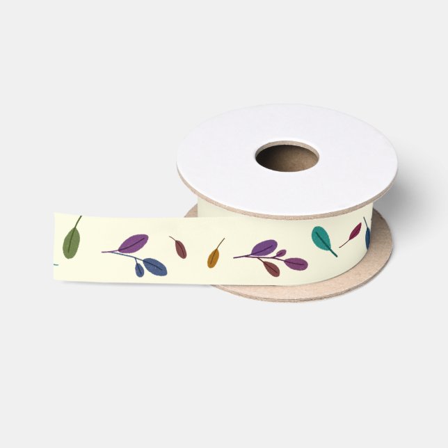 Minimalistisches Botanisches Leaf-Muster Beige Satinband (Spule)
