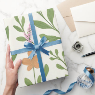 Minimalistisches botanisches Muster mit grünen Blä Geschenkpapier