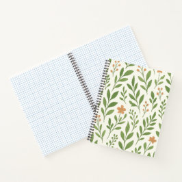 Minimalistisches botanisches Muster mit grünen Blä Notizbuch