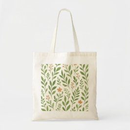 Minimalistisches botanisches Muster mit grünen Blä Tragetasche