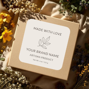 Minimalistisches botanisches Spriesetikett Blush P Quadratischer Aufkleber