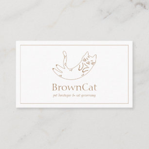 Minimalistisches braunes Katzenzeichnungsdesign fü Visitenkarte