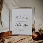 Minimalistisches Brautparty-Adresse und Umschlag-Z Poster<br><div class="desc">Dieses minimalistische Brautparty adressiert ein Umschlagzeichen ist perfekt für einen einfachen Polterabend. Das moderne romantische Design besticht durch klassische schwarz-weiße Typografie gepaart mit einer rustikalen und eleganten Kalligraphie mit Vintagem handgeschriebenem Stil. Anpassbar in jeder Farbe. Behalt das Design einfach und elegant, wie es ist, oder personalisiere es durch Hinzufügen von...</div>