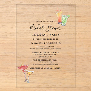 Minimalistisches Brautparty Cocktail Party Acryleinladungen