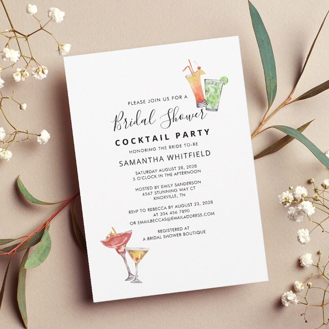 Minimalistisches Brautparty Cocktail Party Einladung (Modern Cocktail Party Bridal Shower Invitation)