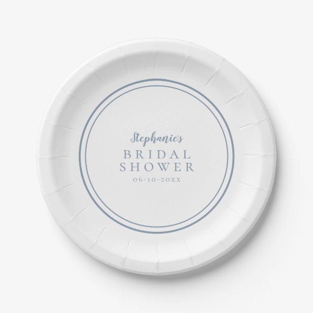 Minimalistisches Brautparty Dusty Blue Simple Pappteller (Vorderseite)