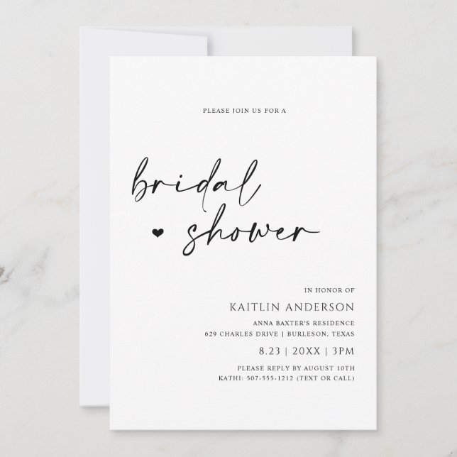 Minimalistisches Brautparty für moderne Handschrif Einladung (Vorderseite)