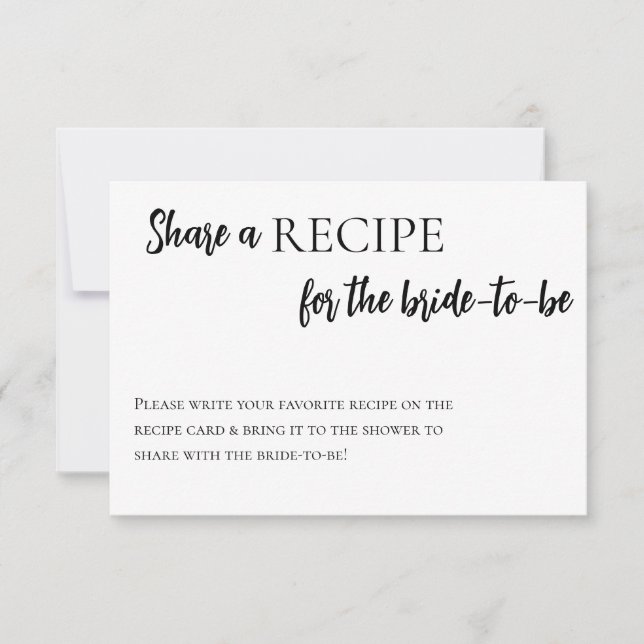 Minimalistisches Brautparty mit einer Rezept-Karte Einladung (Vorderseite)
