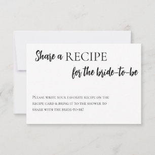 Minimalistisches Brautparty mit einer Rezept-Karte Einladung