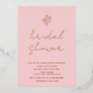 Minimalistisches Brautparty Rose Gold Foil Inv Folieneinladung