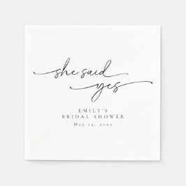 Minimalistisches Brautparty Sie sagte ja Napkins Serviette