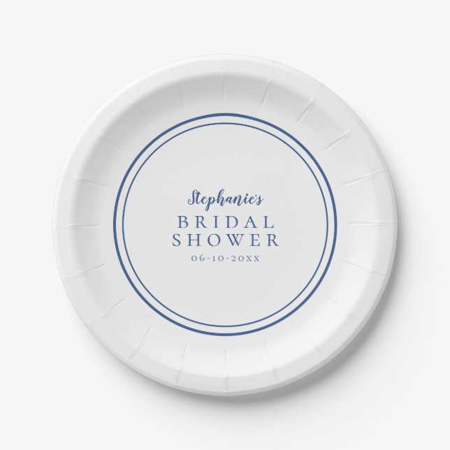 Minimalistisches Brautparty Simple Navy Blue Pappteller (Vorderseite)
