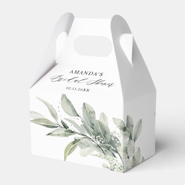 Minimalistisches Brautparty von Eukalyptus bei Sag Geschenkschachtel (Rückseite)
