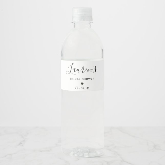 Minimalistisches Brautparty Wasser Flaschen Etiket (Vorderseite)