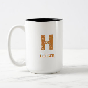 MINIMALISTISCHES BRONZE EIN-BUCHSTABEN-MONOGRAMM N ZWEIFARBIGE TASSE