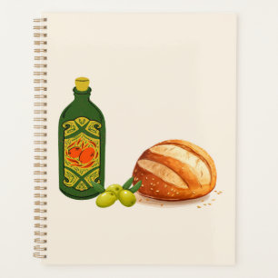 Minimalistisches Brot und Olivenöl Planer