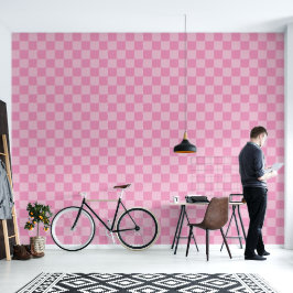 Minimalistisches Bubblegum Pink Gelbe Muster Tapete