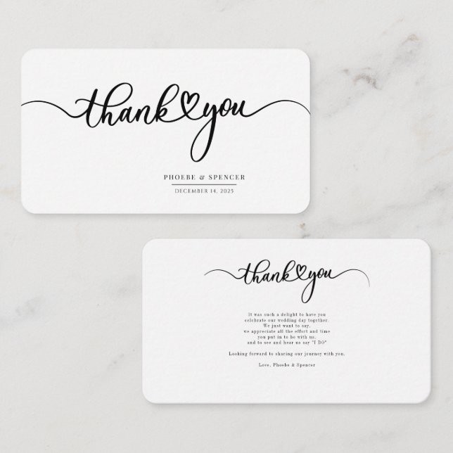 Minimalistisches Budget Handschrift Vielen Dank Mitteilungskarte (Vorne/Hinten)