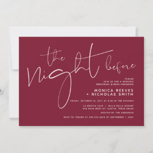Minimalistisches Burgundy Hochzeitsessen Probe Einladung