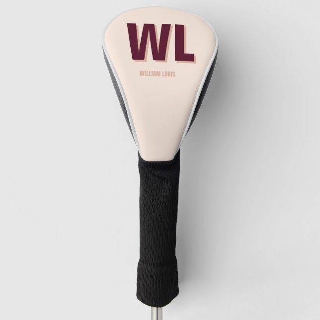 Minimalistisches Burgundy Rosa Personalisiertes Mo Golf Headcover (Vorderseite)