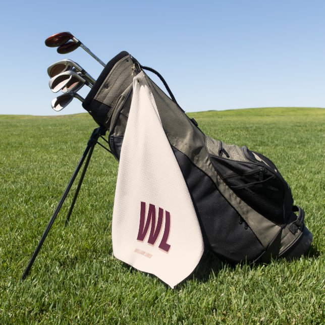 Minimalistisches Burgundy Rosa Personalisiertes Mo Golfhandtuch (Gras)