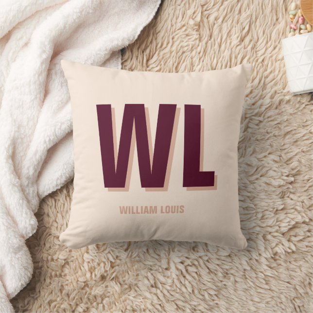 Minimalistisches Burgundy Rosa Personalisiertes Mo Kissen (Decke)