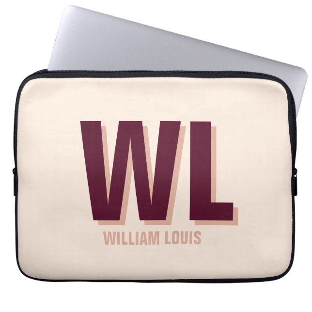 Minimalistisches Burgundy Rosa Personalisiertes Mo Laptopschutzhülle (Vorderseite)