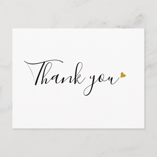 Minimalistisches Business Vielen Dank, Script Gold Postkarte (Vorderseite)