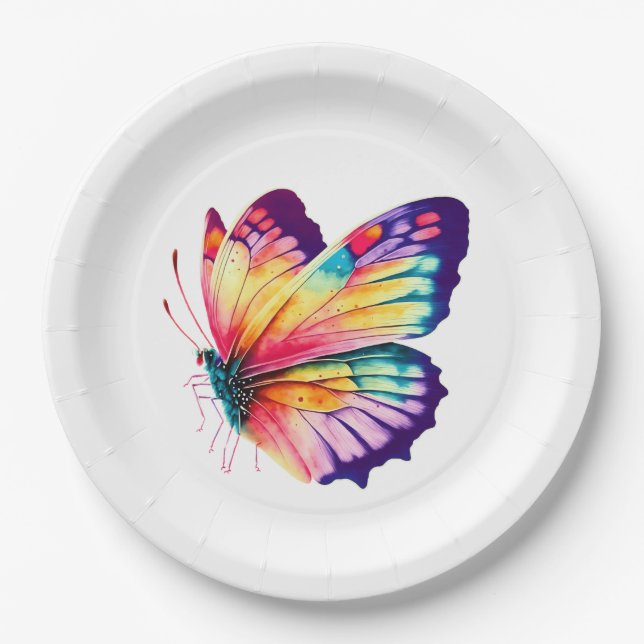 Minimalistisches Butterfly Spring Party Pappteller (Vorderseite)