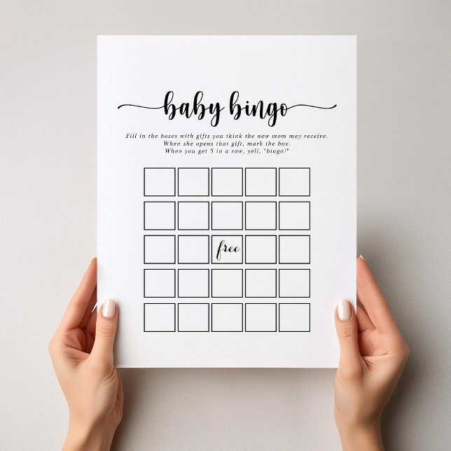Minimalistisches Calligraphy Baby Bingo Showspiel (Von Creator hochgeladen)