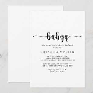 Minimalistisches Calligraphy BabyQ Baby Shower Bar Einladung