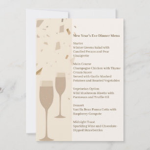 Minimalistisches Champagner-Party-Menü Elegantes Einladung