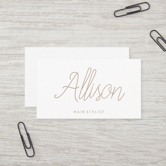 Minimalistisches Chic Elegante Kalligrafie-Skript Visitenkarte (Vorderseite/Rückseite Beispiel)