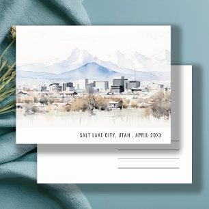 Minimalistisches Chic Salt Lake City Utah Aquarell Postkarte