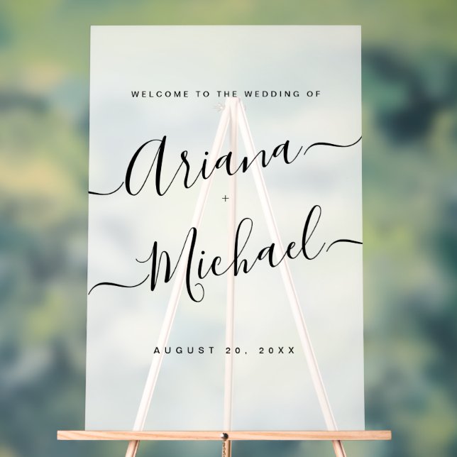 Minimalistisches Chic Script Begrüßung Mattiert Acrylschild (Neutral)