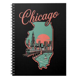 Minimalistisches Chicago Illinois Stadtlogo Notizblock