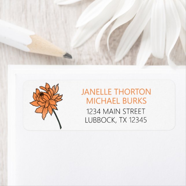 Minimalistisches Chrysanthemum-Adressenlabel (Insitu)