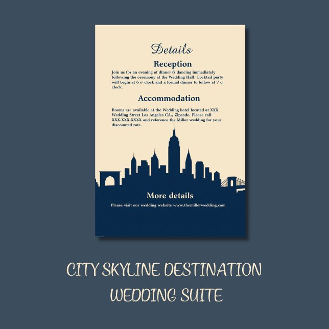 Minimalistisches City Lights Romance Hochzeitsziel Begleitkarte (Von Creator hochgeladen)