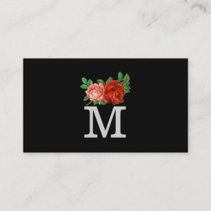 Minimalistisches Classic Monogramm mit Rose Visitenkarte