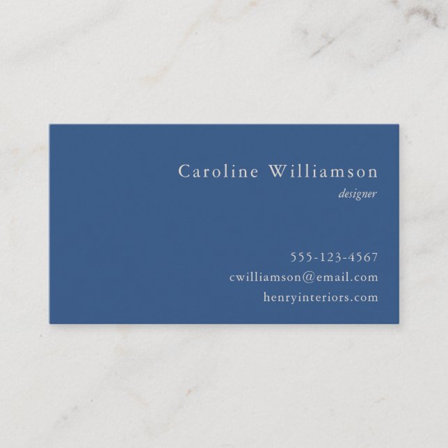 Minimalistisches Cobalt Blue Elegante Beruflich Visitenkarte (Vorderseite)