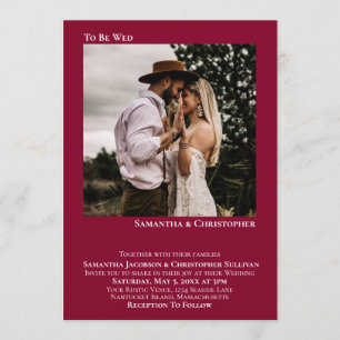 Minimalistisches Cranberry Red Foto Wedding Einladung