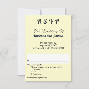 Minimalistisches Creme mit Schiefertext Hochzeit i RSVP Karte