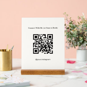 Minimalistisches cremefarbenes QR-Code-Acryltischs Acrylschild