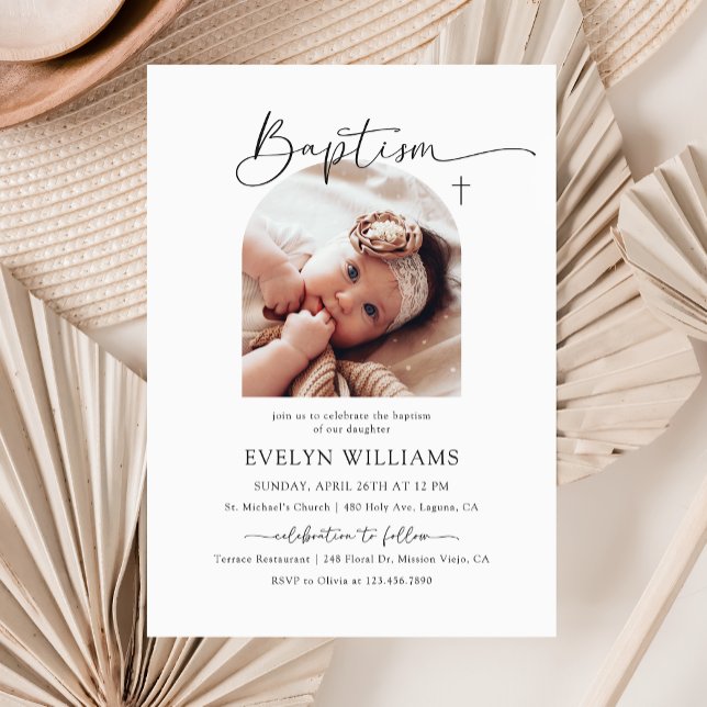 Minimalistisches Cross Baptisse und Christening-Fo Einladung (Von Creator hochgeladen)