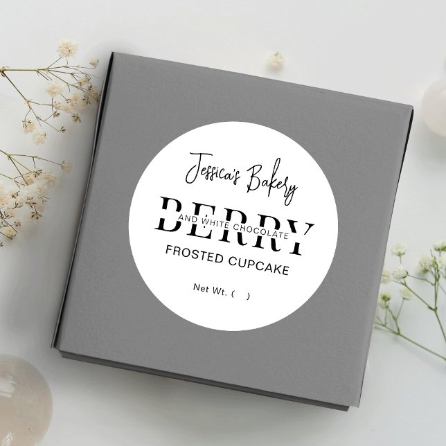 Minimalistisches Cupcake Bake Food Round Label Runder Aufkleber (Von Creator hochgeladen)