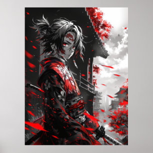 Minimalistisches Demon-Slayer-Poster mit handgezei Poster