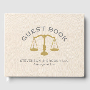 Minimalistisches Design Beige Leinen & Gold Law Sc Gästebuch