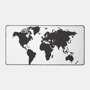 Minimalistisches Design der Weltkarte Schwarz/Weiß Schreibtischunterlage
