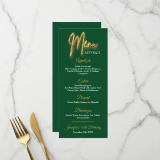 Minimalistisches Design des Green und Gold Menüs 3 Menükarte