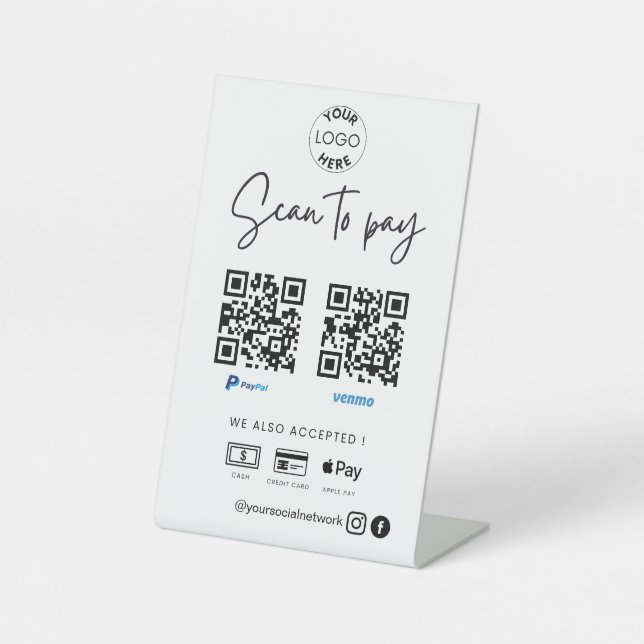 Minimalistisches Design für zwei QR-Logos prüfen Sockelschild (Vorderseite)